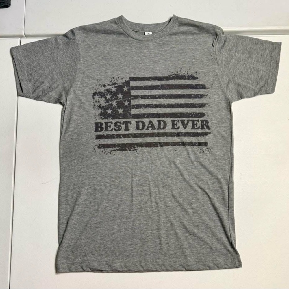 Tultex Gray 'Best Dad Ever' Short Sleeve Tee (New without tags)